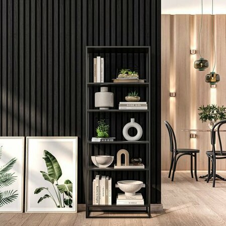 EJOY Ultra Black Slat Wood Panels for Walls - Sleek, 4PK WC7G_022